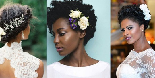 Mariage: des idées pour coiffer ses cheveux afro avec des fleurs