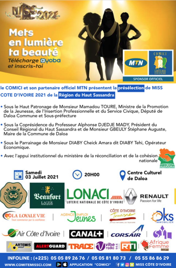 PRÉSÉLECTION MISS CI 2021 DE LA RÉGION DU HAUT SASSANDRA
