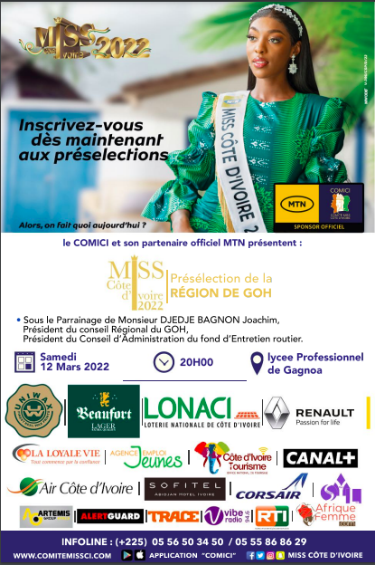 Présélection Miss CI 2022 de la région du Goh