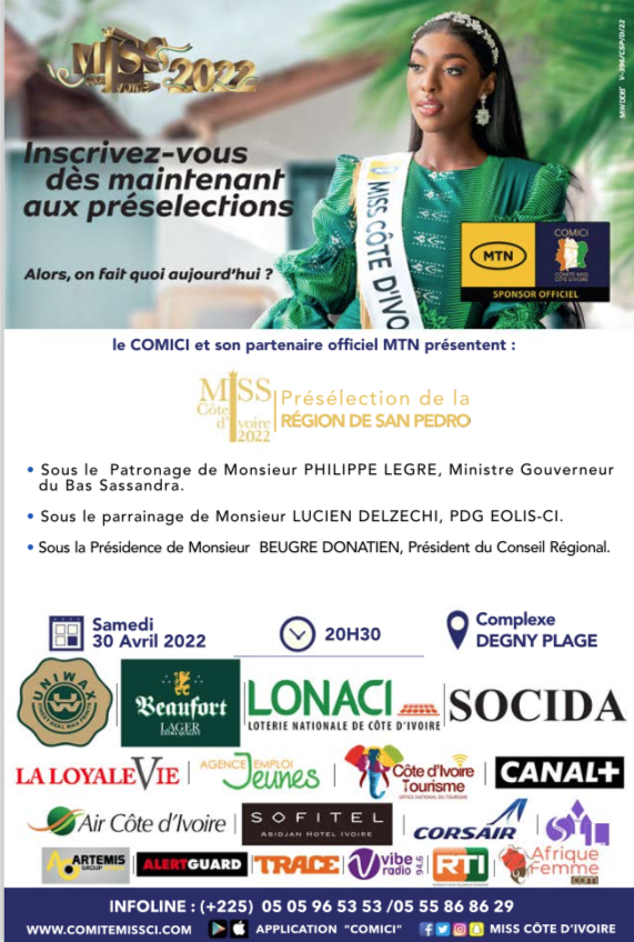 Présélection Miss CI 2022 : Region de San-Pedro