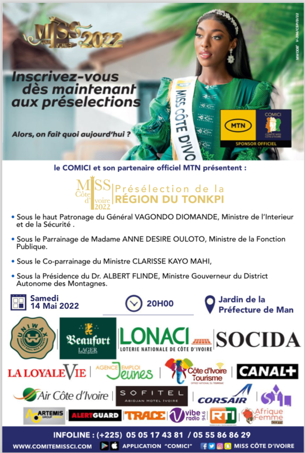 Miss CI 2022 : présélection de la région du Tonkpi