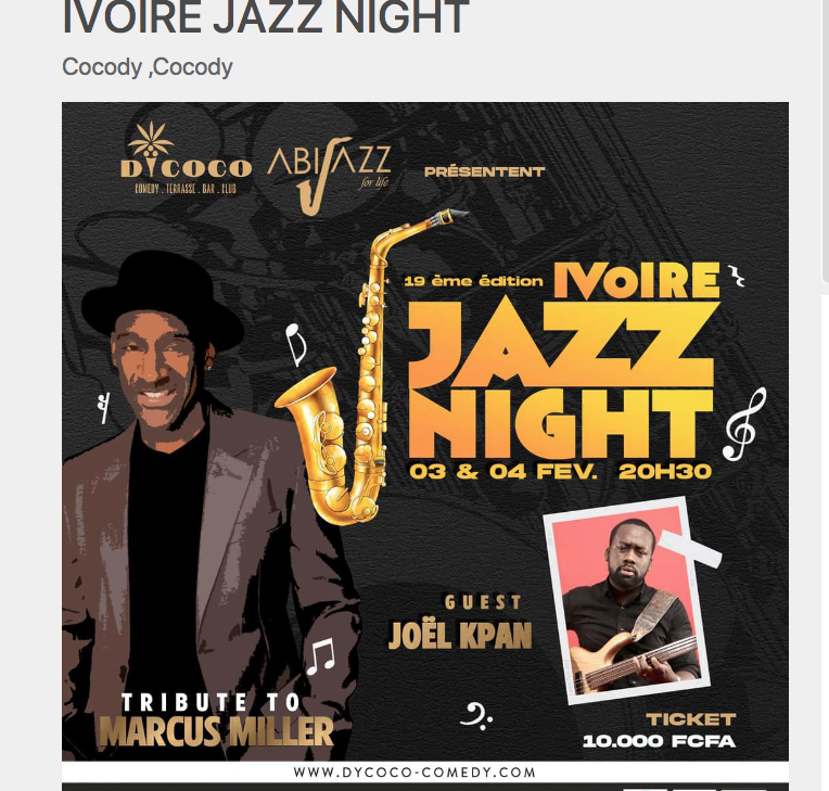 IVOIRE JAZZ NIGHT, 19 ème édition